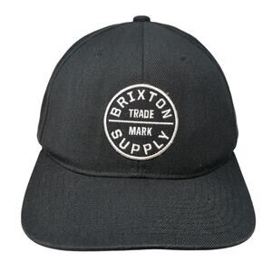 Brixton Supply Trade Mark Snapback Cap Black One Size Adjustable Embroidered